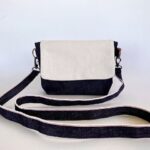 倉敷帆布と本藍岡山産デニムのバイカラーミニショルダーバッグ-生成り