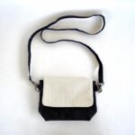 倉敷帆布と本藍岡山産デニムのバイカラーミニショルダーバッグ-生成り