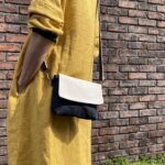 倉敷帆布と本藍岡山産デニムのバイカラーミニショルダーバッグ-生成り