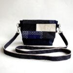 藍染め刺し子×岡山デニム×倉敷帆布のパッチワークミニショルダーバッグ