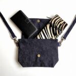 本藍岡山産デニムのバイカラーミニショルダーバッグ