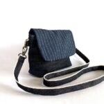 本藍岡山産セルビッジデニムとストライプデニムのミニショルダーバッグ