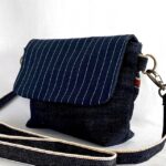 本藍岡山産セルビッジデニムとストライプデニムのミニショルダーバッグ