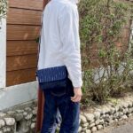 本藍岡山産セルビッジデニムとストライプデニムのミニショルダーバッグ