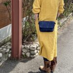 本藍岡山産セルビッジデニムとストライプデニムのミニショルダーバッグ