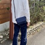 本藍岡山産セルビッジデニムとストライプデニムのミニショルダーバッグ