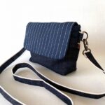 本藍岡山産セルビッジデニムとストライプデニムのミニショルダーバッグ