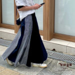 岡山デニムのクレイジーパターンマキシ丈スカート|サイズ・デザインカスタム可|上質セルビッチデニムのゆるっとマーメイド