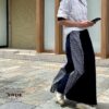 岡山デニムのクレイジーパターンマキシ丈スカート｜サイズ・デザインカスタム可｜上質セルビッチデニムのゆるっとマーメイド