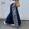 岡山デニムのクレイジーパターンマキシ丈スカート｜サイズ・デザインカスタム可｜上質セルビッチデニムのゆるっとマーメイド