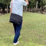 岡山セルビッチ黒デニム×イタリアンレザーメッセンジャーバッグ