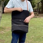 岡山セルビッチ黒デニム×イタリアンレザーメッセンジャーバッグ