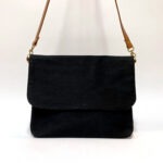 岡山セルビッチ黒デニム×イタリアンレザーメッセンジャーバッグ