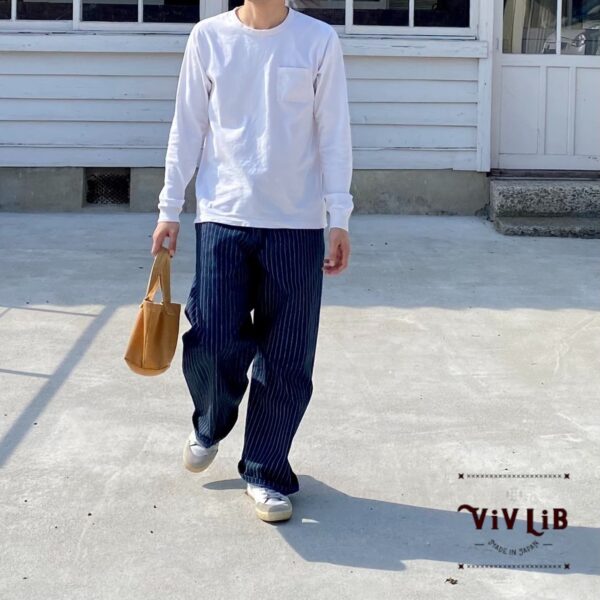 男女兼用 / 岡山産ウォバッシュストライプデニム イージーパンツ