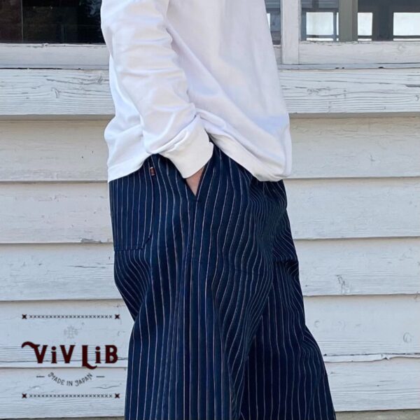 男女兼用 / 岡山産ウォバッシュストライプデニム イージーパンツ