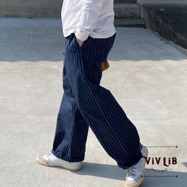 男女兼用 / 岡山産ウォバッシュストライプデニム イージーパンツ