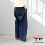 男女兼用 / 岡山産ウォバッシュストライプデニム イージーパンツ