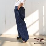男女兼用 / 岡山産ウォバッシュストライプデニム イージーパンツ