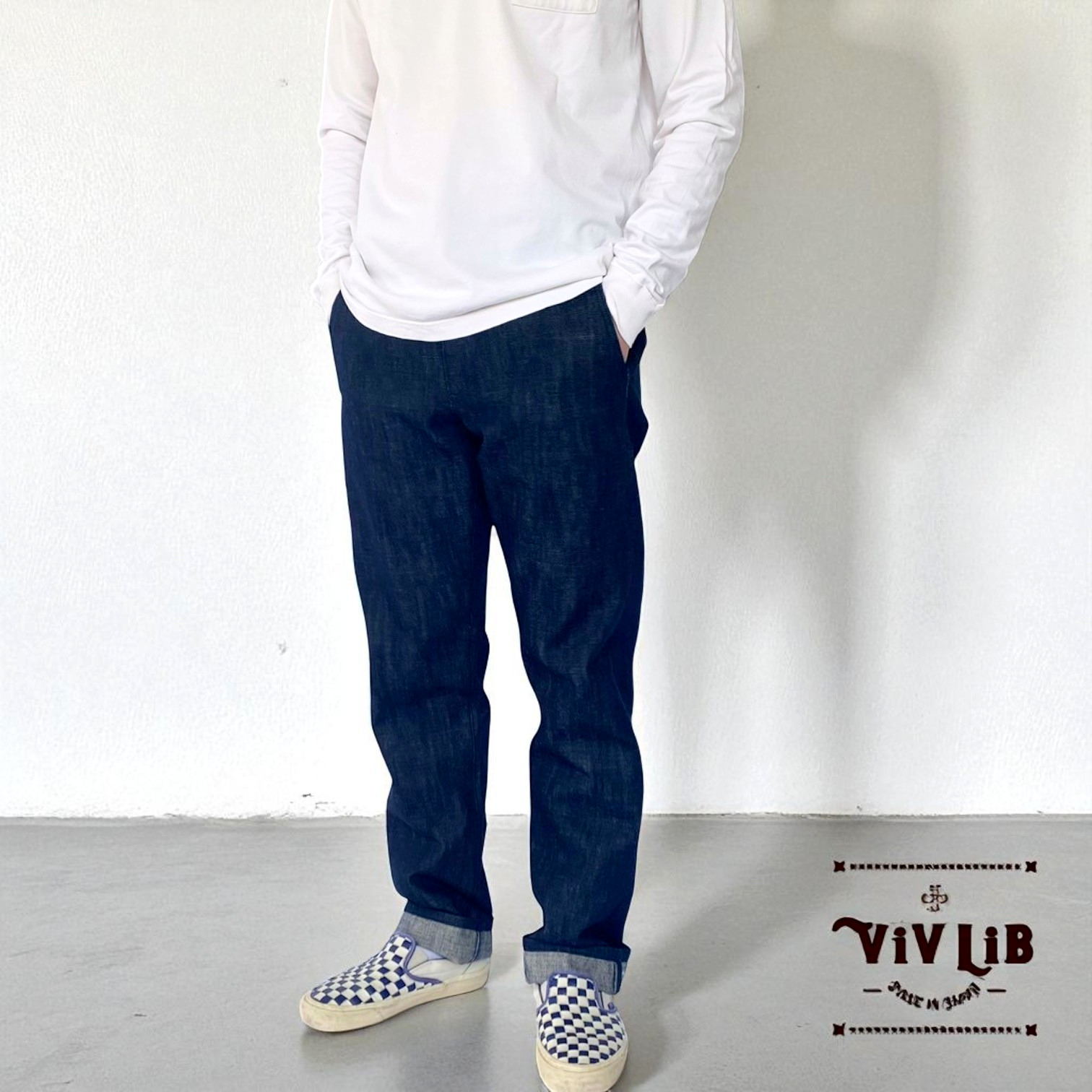 チノフィットセルビッチデニムパンツ〈定番ライン〉/本藍デニム