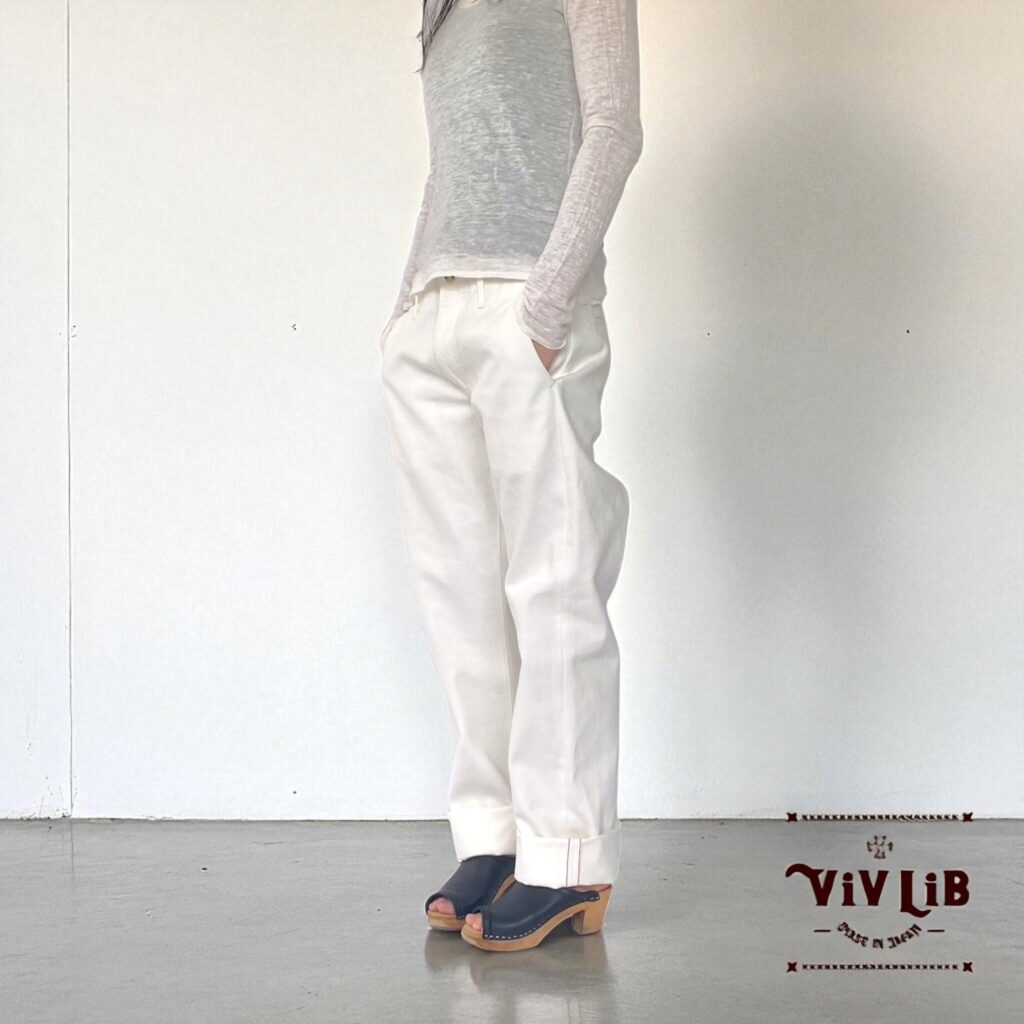 チノフィットセルビッチデニムパンツ〈定番ライン〉/ホワイトデニム