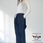 岡山セルビッチデニム　リラックスドロストパンツ