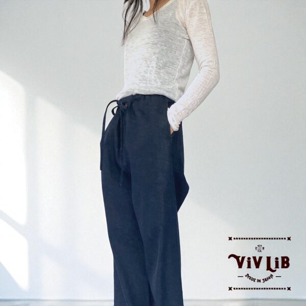 岡山セルビッチデニム リラックスドロストパンツ