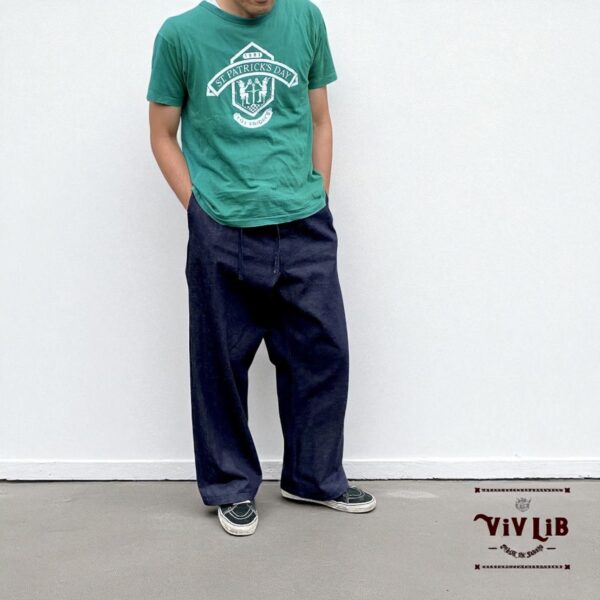 岡山セルビッチデニム リラックスドロストパンツ