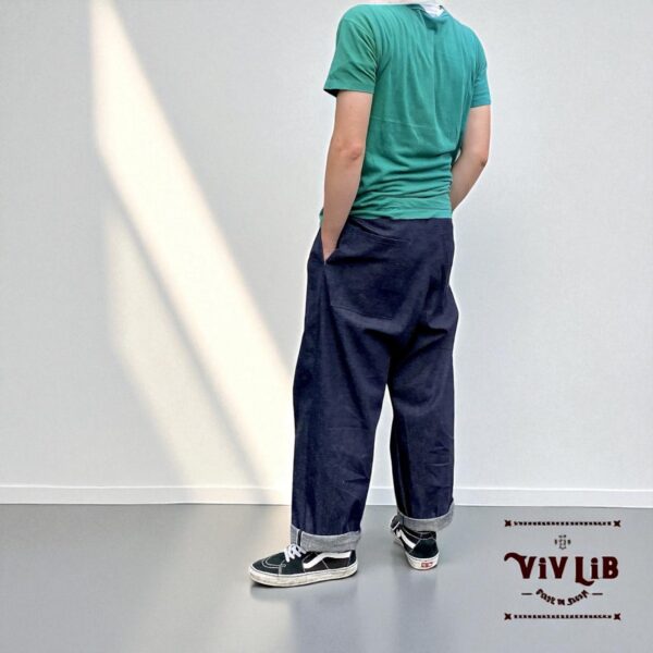 岡山セルビッチデニム リラックスドロストパンツ