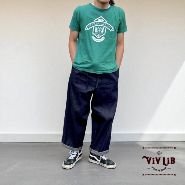 岡山セルビッチデニム リラックスドロストパンツ