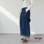 岡山セルビッチデニム　リラックスドロストパンツ