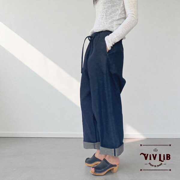 岡山セルビッチデニム リラックスドロストパンツ