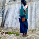 セルビッチデニム×革ポケットのサコッシュ・13.5oz・スマホショルダー