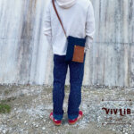 セルビッチデニム×革ポケットのサコッシュ・13.5oz・スマホショルダー