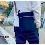 セルビッチデニム×革ポケットのサコッシュ・13.5oz・スマホショルダー