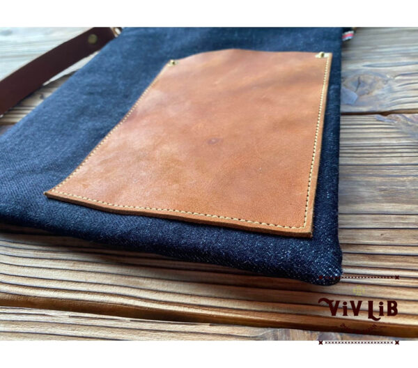 セルビッチデニム×革ポケットのサコッシュ・13.5oz・スマホショルダー