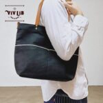 岡山セルビッチブラックデニム×イタリアンレザートートバッグ