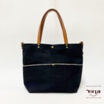 岡山セルビッチブラックデニム×イタリアンレザートートバッグ