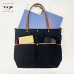 岡山セルビッチブラックデニム×イタリアンレザートートバッグ