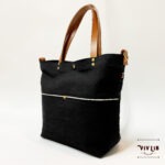 岡山セルビッチブラックデニム×イタリアンレザートートバッグ