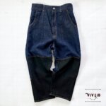 セルビッチデニムのバイカラーサルエルデニムパンツ