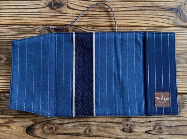 岡山ストライプデニム・セルビッジデニムと倉敷真田紐のブックカバー