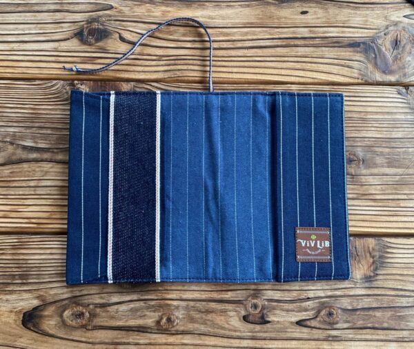 岡山ストライプデニム・セルビッジデニムと倉敷真田紐のブックカバー