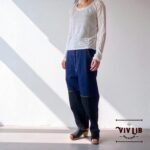 岡山セルビッチデニム×ブラック 切り替えサルエルパンツ