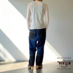 岡山セルビッチデニム×ブラック 切り替えサルエルパンツ