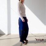 岡山セルビッチデニム×ブラック 切り替えサルエルパンツ