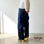 岡山セルビッチデニム×ブラック 切り替えサルエルパンツ