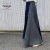 岡山デニムのバイカラーマキシスカート｜サイズ・デザインカスタム可｜上質セルビッチデニムのゆるっとマーメイド