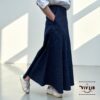 岡山デニムのマキシスカート|サイズ・デザインカスタム可|上質セルビッチデニムのゆるっとマーメイド
