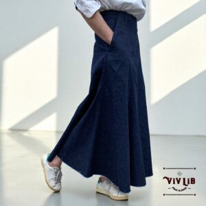 岡山デニムのマキシスカート｜サイズ・デザインカスタム可｜上質セルビッチデニムのゆるっとマーメイド