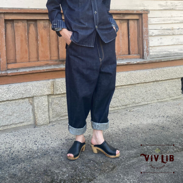 13.5oz岡山セルビッチデニム/サルエルデニムパンツ/深股ワイドテーパード/ユニセックス